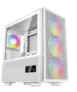 DeepCool CH560 DIGITAL White High Airflow Mid-Tower ATX Case, Digital Status Display, Magnetic Hybrid Mesh, 3 Pre-Installed 140mm Fans (LS)