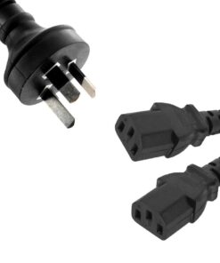 8ware 3m 10amp Y Split Power Cable with AU /NZ 3-pin Male Plug 2xIEC F C13 Socket and Cord for PC and Monitor to Wall Power Socket