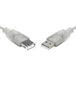 8Ware USB 2.0 Extension Cable 1m A to A Male to Female Transparent Metal Sheath Cable