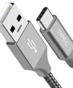 Astrotek 1m USB-A to Type-C Data Sync Charger Cable Silver Strong Braided Heavy Duty Fast Charging for Samsung Galaxy Note S8 Plus LG Google Macbook