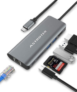 Astrotek USB-C Dock 6-in-1 Multiport Hub /Docking Station with 60W Power 1xHDMI 4K GLAN 2xUSB3.0 Card Reader for HP Lenovo Asus MacBook Chromebook