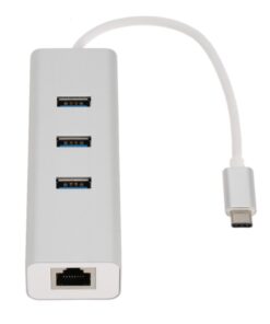 Astrotek USB-C to LAN + 3 Ports USB3.0 Hub Gigabit RJ45 Ethernet Network Adapter Converter 15cm for iPad Pro Macbook Air Samsung Galaxy MS Surface