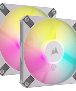 Corsair AF SLIM Series, AF120 RGB SLIM WHITE, 120mmx15mm Fluid Dynamic Bearing RGB PWM Fan, Dual Pack with Lighting Node CORE(LS)