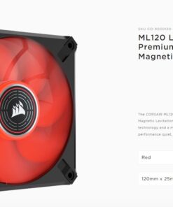 Corsair ML ELITE Series, ML120 LED ELITE, 120mm Magnetic Levitation Red LED Fan with AirGuide, Single Pack (LS)