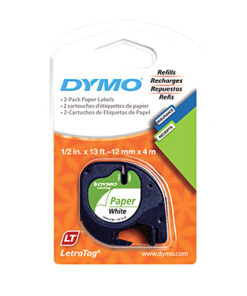 Dymo LT Paper 12mm x 4m Wh 2pk