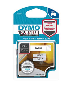 D1 Dur Black on Wht 12mm x 5.5m