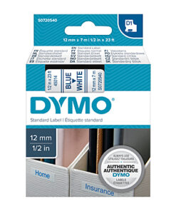 D1 Blue on Wht 12mmx7m Tape