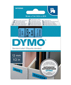 D1 Black on Blue 12mmx7m Tape