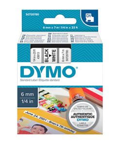 D1 Black on Wht 6mm x7m Tape