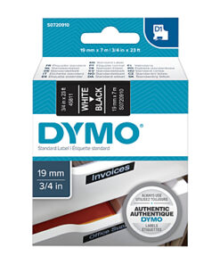 D1 Wht on Black 19mmx7m Tape