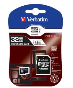 Verbatim 32GB MicroSD SDHC SDXC Class10 UHS-I Memory Card 45MB /s Read 10MB /s Write 300X Read Speed with standard SD adaptor