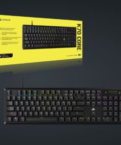 Corsair K70 CORE RGB Mechanical Gaming Keyboard- Black, Full-size, MLX Red switches, NKRO, 1,000Hz, USB wired, iCUE, media controls, PC /Mac compatible