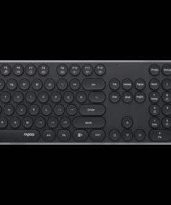 RAPOO Wireless Stylish, Spill-Resistant, Retro Style Round Key, 1000DPI, 2.4G Connection, 10M Range, Nano Receiver, Optical Mouse and Keyboard Black