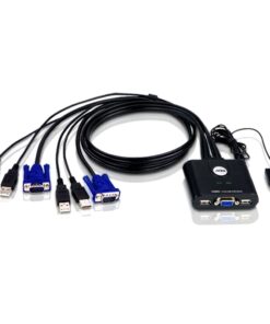 Aten Compact KVM Switch 2 Port Single Display VGA, Remote Port Selector, USB Hot-Plugging