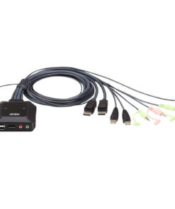 Aten Compact KVM Switch 2 Port Single Display Display Port w / Audio, Remote Port Selector, USB Hot-Plugging