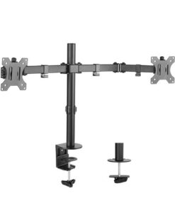Brateck Dual Screens Economical Double Joint Articulating Steel Monitor Arm Fit Most 13â€â€-32â€â€ Monitors Up to 8kg per screen VESA 75x75 /100x10