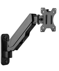 Brateck Single Screen Wall Mounted Gas Spring Monitor Arm,17'-32',Weight Capacity (per screen) 8kg; Matte Black