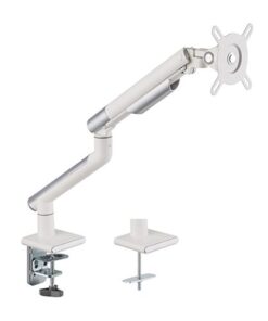 Brateck Single Monitor Premium Slim Aluminum Spring-Assisted Monitor Arm Fix Most 17'-32' Monitor Up to 9kg per screen VESA 75x75 /100x100 - White (LS)