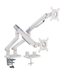 Brateck Dual Monitor Premium Slim Aluminum Spring-Assisted Monitor Arm Fix Most 17'-32' Monitor Up to 9kg per screen VESA 75x75 /100x100 (White) ï¼ˆLSï¼‰