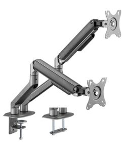 Brateck Dual Monitor Economical Spring-Assisted Monitor Arm Fit Most 17'-32' Monitors, Up to 9kg per screen VESA 75x75 /100x100 Space Grey