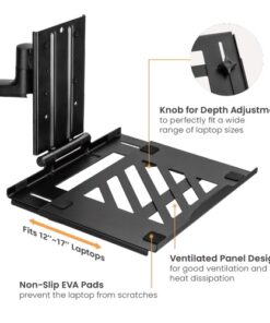 Brateck Adjustable Laptop Tray For Monitor Arms Fits12-17' with standard 75x75 VESA plate (LS)