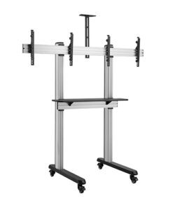 Brateck Dual Screen Video Conferencing TV Cart for 45'-55' TVs Up to 50kg each, Fine Texture Grey, 2009x1000x2460mm (LS)