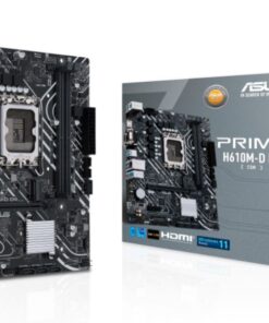 ASUS H610M PRIME H610M-D D4-CSM Intel LGA 1700 mATX Motherboard, DDR4 64GB, PCIe4.0, M.2, 1Gb Ethernet, HDMI, D-SUB, USB3.2 Gen1, SATA 6Gbps,