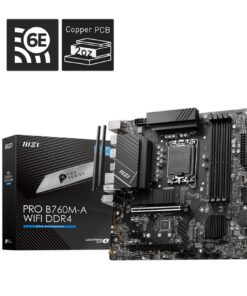 MSI PRO B760M-A WIFI DDR4 mATX Motherboard, 4x DDR4~128GB, 2x PCI-E x 16, 1x PCI-E x 1, 2x M.2, 4x SATA, 4x USB 3.2 , 2x USB 2.0
