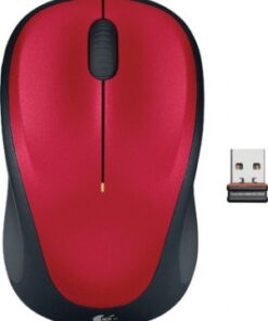 Logitech M235 Wireless Mouse Red Contoured design Glossy Comfort Grip Advanced Optical Tracking 1-year battery life