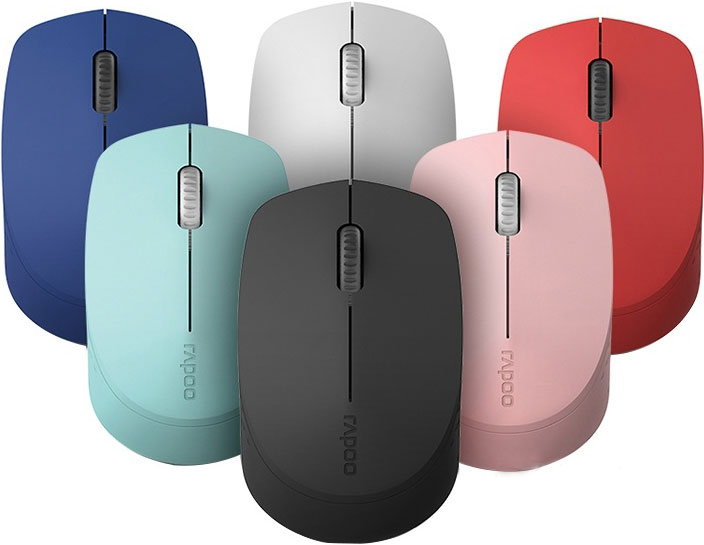 RAPOO M100 2.4GHz and Bluetooth 3 / 4 Quiet Click Wireless Mouse Red - 1300dpi Connects up to 3 Devices, Up to 9 months Battery Life