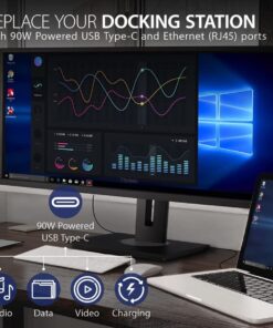 ViewSonic 34' WQHD 3440 x 1440, USB-C Docking, 90w Charger,Ethernet, FreeSync, Speaker, VDisplay, HAS, Superclear, VG3456 Business Monitor,3YARW