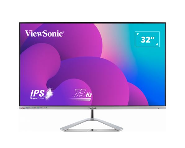 ViewSonic 32' Office Professional Stylish Elegant and Ultra Thin bezel, SuperClear IPS 4ms, FHD,HDMI,DP,VGA,Speakers,Low Energy 26w,V100,Monitor,3YARW
