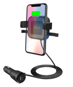 ï¼ˆLSï¼‰ mbeatÂ® Gorilla Power 10W Wireless Car Charger with 2.4A USB Charging, Air Vent Clip and Windshield Stand Black Package