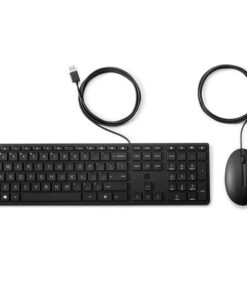 HP 320MK USB Wired Desktop Keyboard Mouse Combo Reduced-sized and Low-Profile Quiet Keys Easy Clean Plug&Play for Notebook Desktop PC