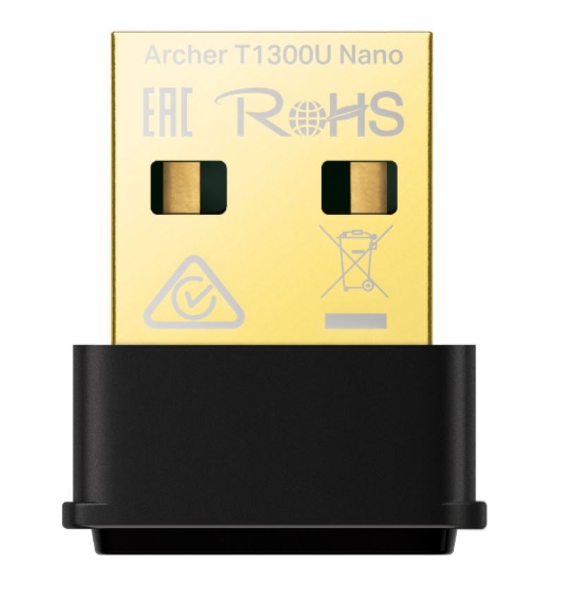 TP-Link Archer T1300U Nano AC1300 Nano Wireless MU-MIMO USB Adapter, 1201 Mbps at 5 GHz + 574 Mbps at 2.4 GHz, 5G NR 4.67Gbps /1.25Gbps, LTE support C