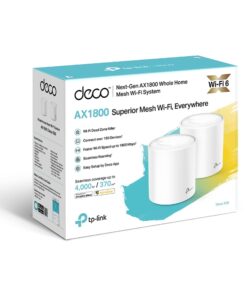TP-Link Deco X20(2-pack) AX1800 Whole Home Mesh Wi-Fi 6 System, Up To 370 sqm Coverage, WIFI6, 1201Mbps @ 5Ghz, 574Mbps @ 2.4 GHz OFDMA, MU-MIMO (WIFI