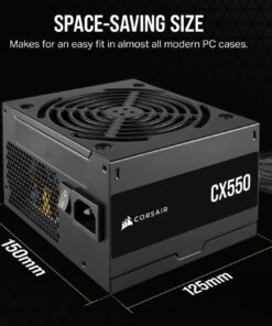 Corsair CX Seriesâ„¢ CX550 - 550 Watt 80 PLUS Bronze ATX Power Supply (AU), Compact 125mm, Up to 88% Efficiency