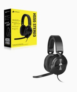 Corsair HS55 STEREO Wired Gaming Headset - Carbon, 50mm drivers, 20Hz-20kHz, wired 3.5mm stereo, multi-platform support (PC /PS /Xbox /Switch /mobile)