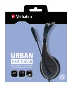Verbatim Multimedia Headset with Microphone - 3.5mm Jack, Wide Frequency Stereo, 40mm Drivers, Comfortable Ergonomic Fit, Adjustable