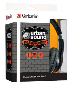 Verbatim Stereo Headphone 3.5mm - Black, Headphones Over-Ear Design, 1.2 Meter Cable Included, Great for Music on Smartphone, Laptop, Desktop