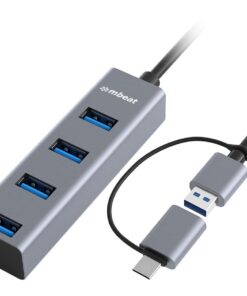 mbeatÂ® 4-Port USB 3.0 Hub with 2-in-1 USB 3.0 and USB-C Converter - Space Grey transfer speeds up to 5Gbps Material  Aluminium Weight  48g