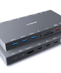 mbeatÂ® 15-in-1 Triple Display USB-C Docking Station 2x HDMI 1x DP 1x 100W PD 3.0 1x USB-C 3.1 Gen2 3x USB 3.0 1x USB 3.1 Gen2 MicroSD /SD Card 1x 1Gb