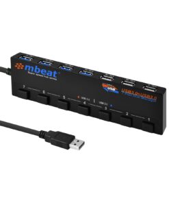 mbeatÂ® 7-Port USB 3.0 and USB 2.0 Powered Hub Manager with Switches - 4x USB 3.0 with 5Gbps /3x USB 2.0 with 2.4Ghz(480Mbps) /Super Fast Hub Weight  129g