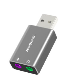 mbeatÂ® Elite USB to 3.5mm Audio and Microphone Adapter - Add Headphone Audio Jack to USB-A Computers, Laptops, Notebooks - Space Grey