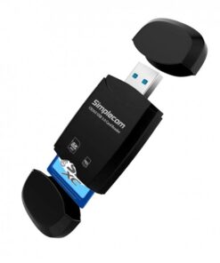 Simplecom CR303 2 Slot SuperSpeed USB 3.0 Card Reader with Dual Caps -Black