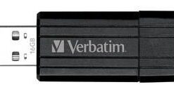 Verbatim Store'n'Go Pinstripe USB 2.0 Drive 16GB, Slim Retractable Design, 2 Years Limited Warranty (Black)