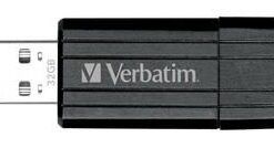 Verbatim Store'n'Go Pinstripe USB Drive 32GB USB Storage Drive Memory Stick (Black) 2 Years Limited Warranty