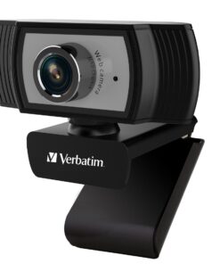 Verbatim 1080p Full HD Webcam - Black /Silver FHD 1920x1080, 2.0 Mega Pixels, Compatible with Windows XP,7 8, 10, Android V5, MacOS 10.6 or Above