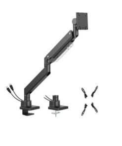 Brateck LDT80-C012UC Super Heavy-Duty Gas Spring Monitor Arm with USB-A and USB-C Ports For most 17'~57' Monitors, Matte Black(New)