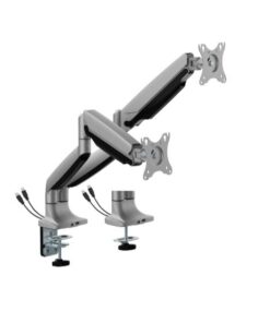 Brateck LDT82-C024UC Dual Screen Heavy-Duty Gas Spring Monitory Arm with USB Ports For most 17'~35' Monitors, Matte Silver (LS)